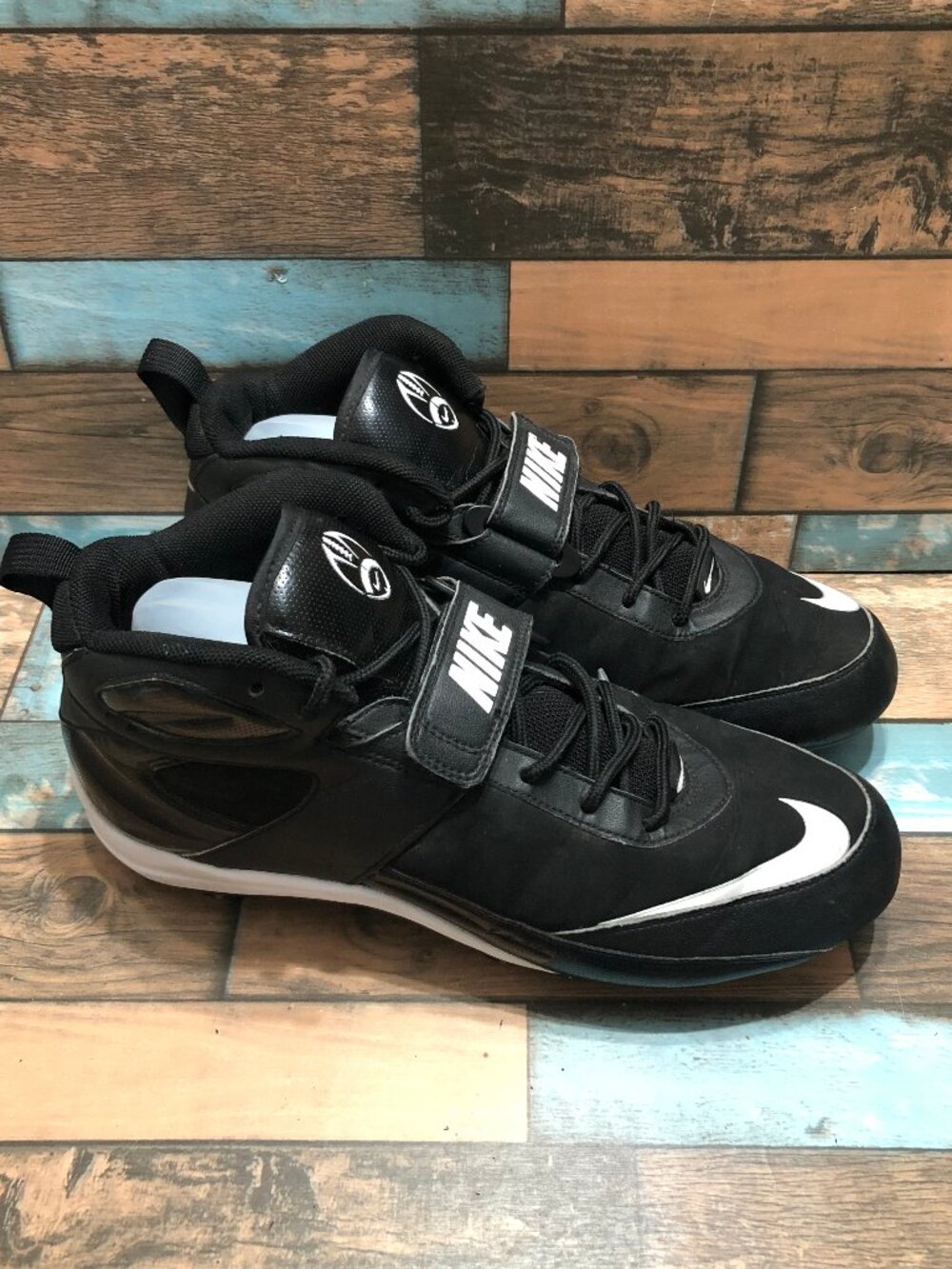 Nike Football Cleats High Top 315789-011 Men's Size 12 Black Lace Up